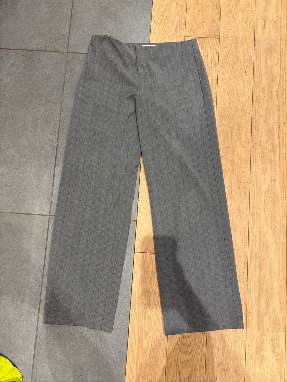 Reformation Vida Low-Rise Wide Leg Pants in Gray Pinstripe